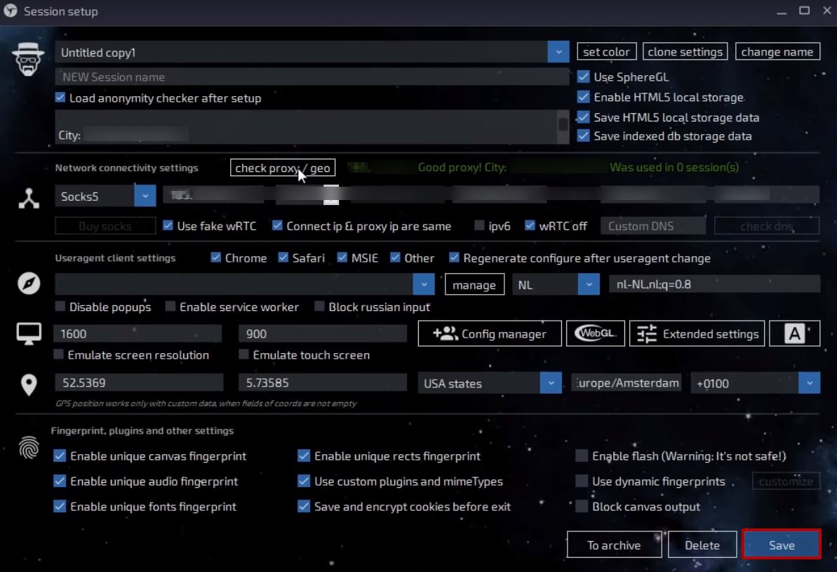 Linken Sphere proxy testing