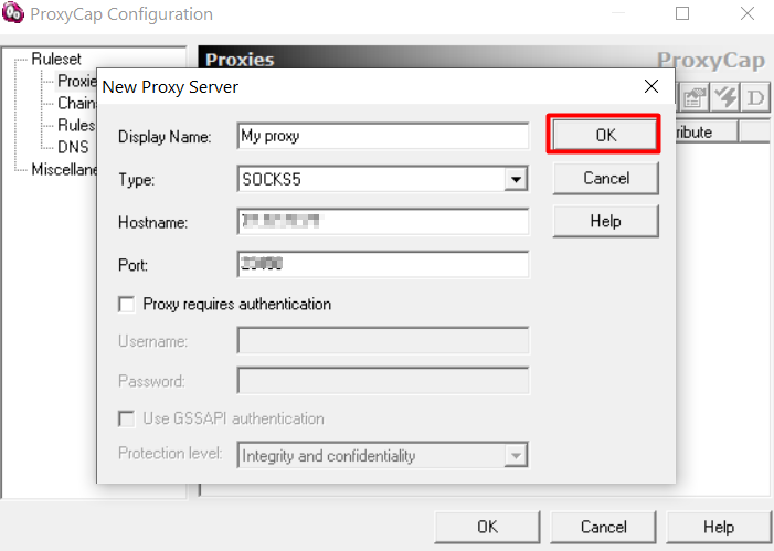 ProxyCap mobile proxy settings