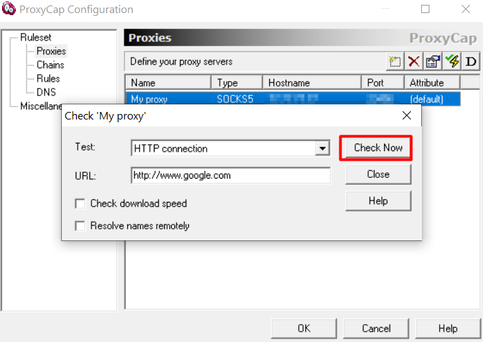 ProxyCap check proxy