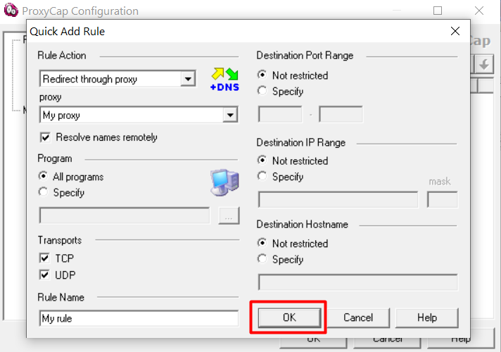 ProxyCap save settings