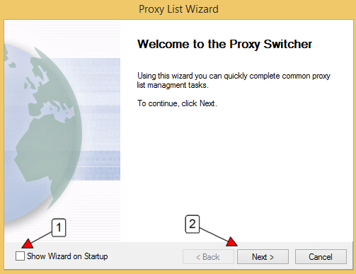 Proxy Switcher setup wizard