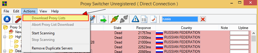 Proxy Switcher upload proxy list