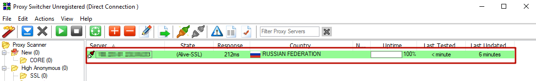 Proxy Switcher checked proxies
