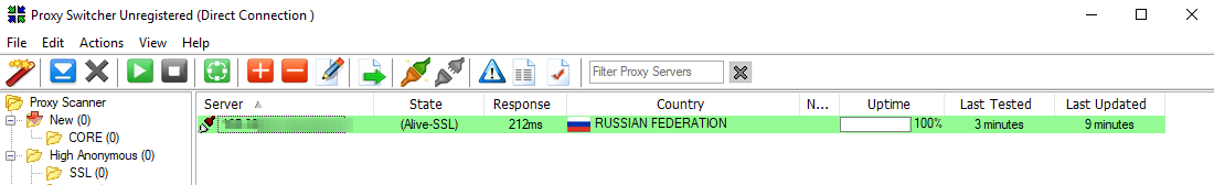 Proxy Switcher switch to selected proxy