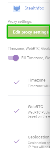 Indigo Browser edit proxy setting