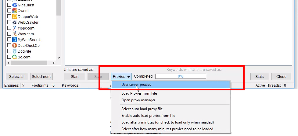 ScrapeBox use server proxies