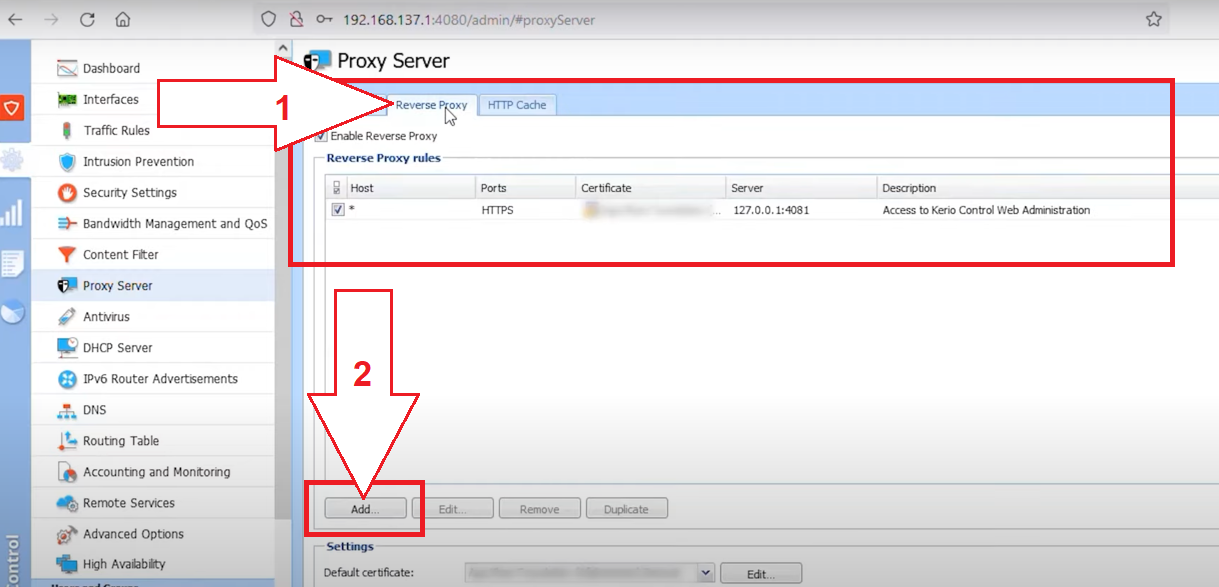 Kerio Control Kerio Control reverse proxy