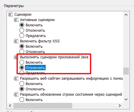 disabling JavaScript in Internet Explorer execute script