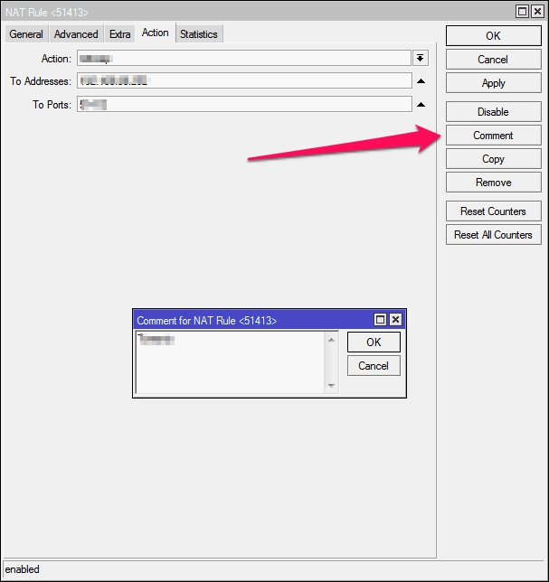 Mikrotik port forwarding comment