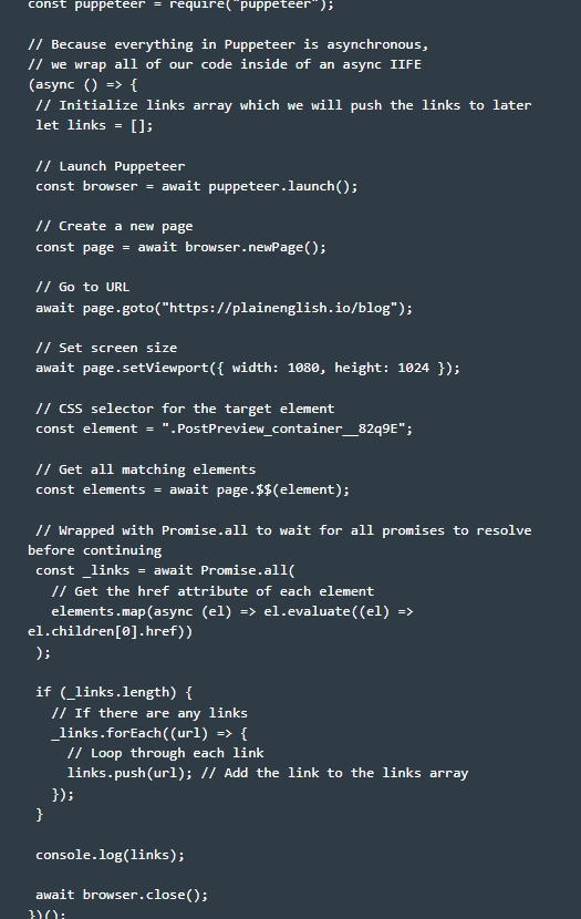 Puppeteer getting the parser ready