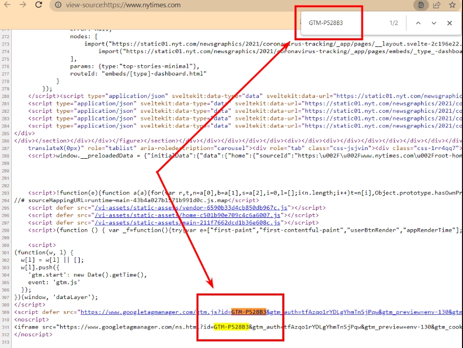 Google Tag Manager Checking Container ID Code