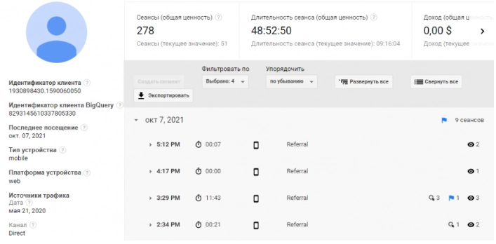 Google Analytics report User Statistics