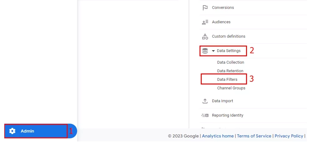 Google Analytics 4 setting up data filters
