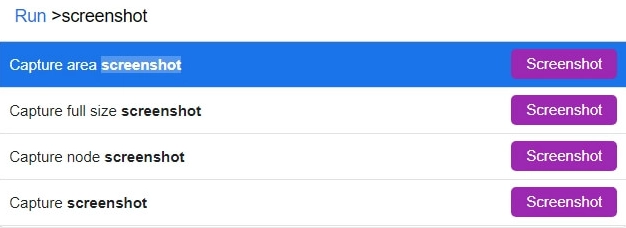 DevTools possible screenshot options