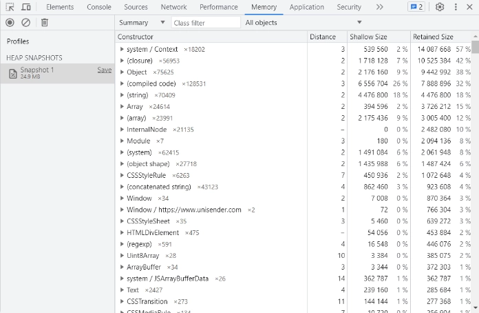 DevTools determine the weight of the site