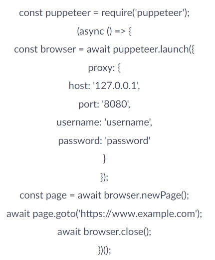 Puppeteer: code for connecting mobile proxies