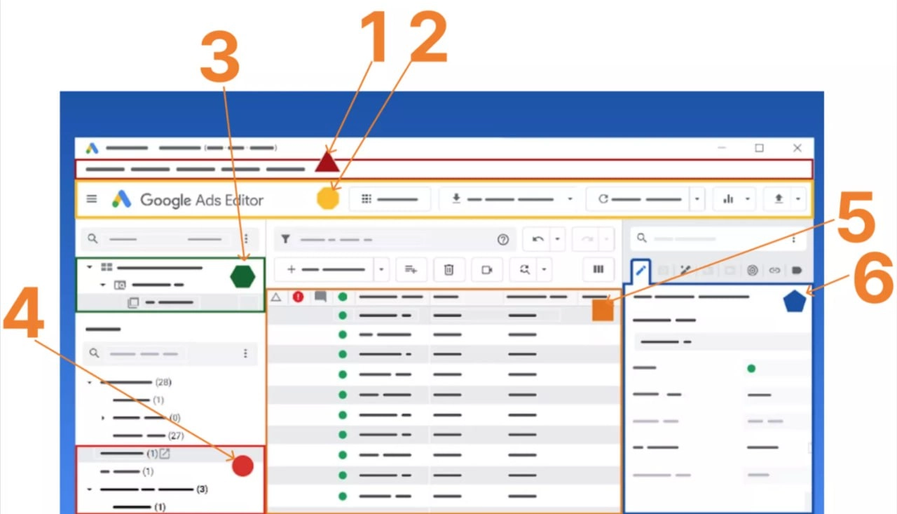 Google Ads Editor: editor interface