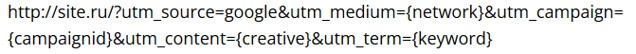 Example URL with UTM tags for Google Ads