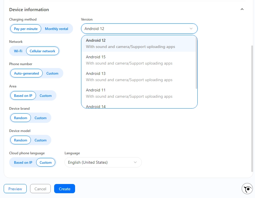 Configure Android device information